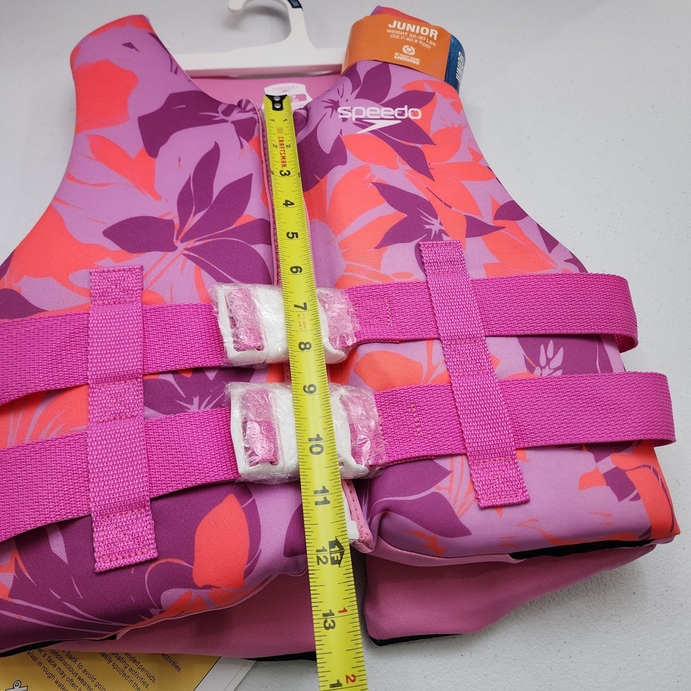 Brand New With Tags Speedo Life Vest Girls Junior 50-90 Ilbs. Adjustable Straps - Picture 7 of 8